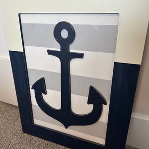Nautical Anchor Decor in Blue and White, Nautical Nursery, Beach House Decor